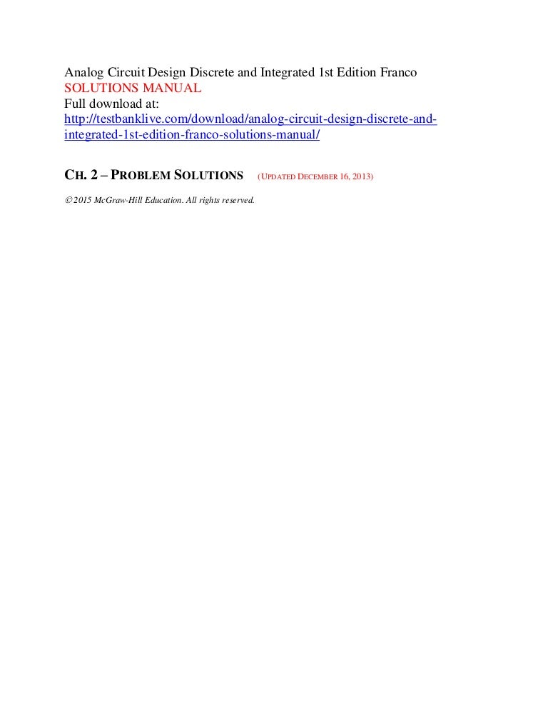Analog Circuit Design: Discrete & Integrated
